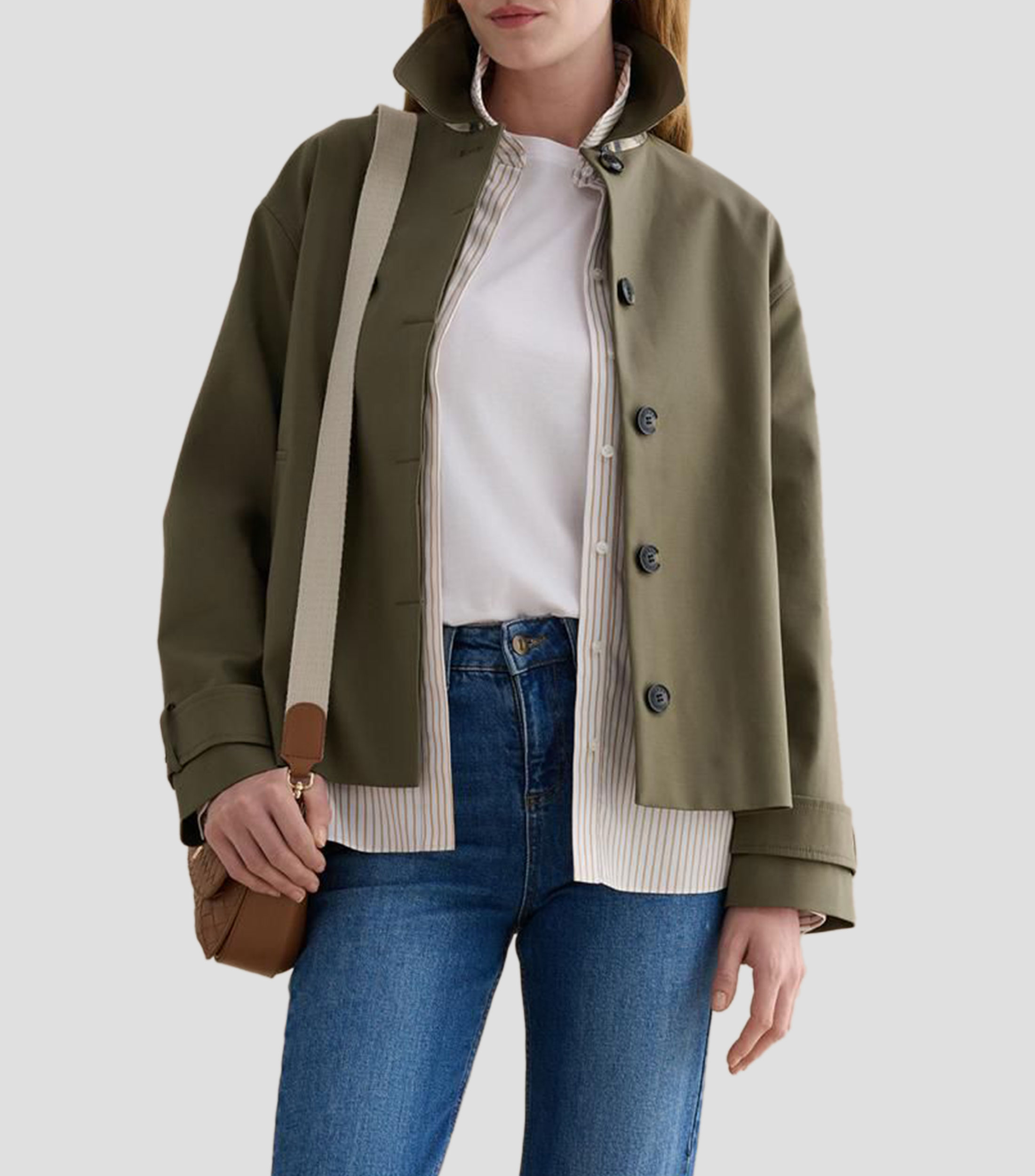 Gabardina midi con botonadura Mujer